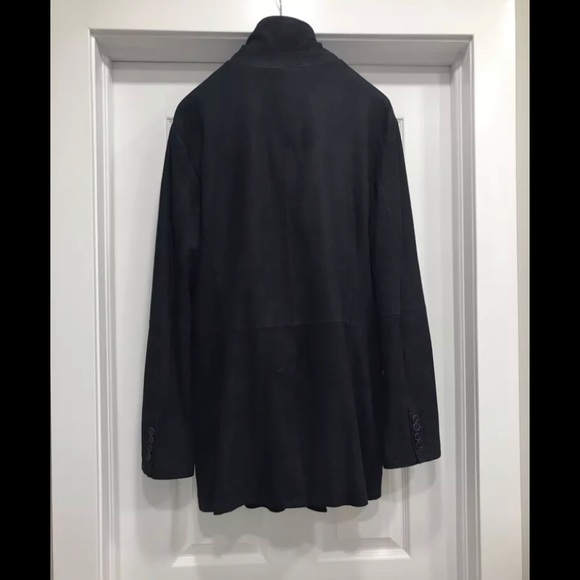 John Varvatos Double-Breasted Cutaway Suede Coat - Picture 6 of 12